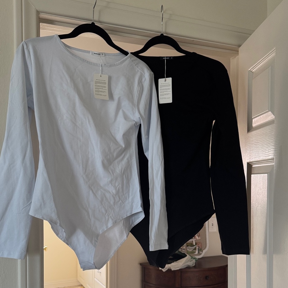 Chic Black and White Long Sleeve Bodysuit Set( lot)